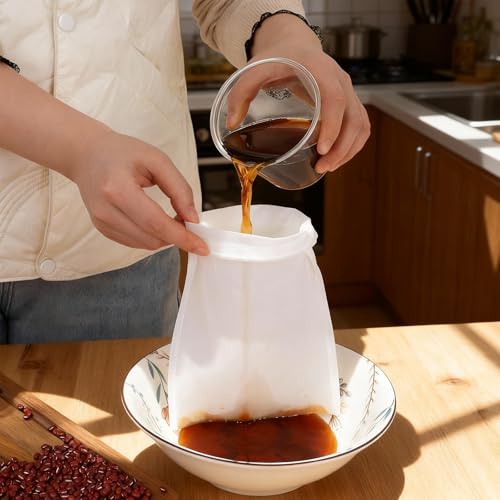 5 Pcs Mesh Strainer Bag, 6 x 7.8 Inch Reusable Nut Milk Bag Nylon Fine Mesh Straining Brew Bag Cheese Cloth Bags Food Juicer Bags for Straining Fruit Juice Coffee Home Brewing Wine Yogurt Tea