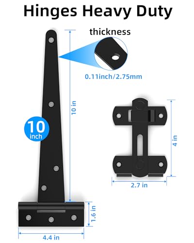 Fence Gate Frame Kit with 10 inch Heavy Duty Hinges, Gate Corner Brace Bracket Heavy Duty Kit, Fence Gate Kit, Gate Hardware for Wooden Fences,Driveway Gates,Shed Doors. Barn Door Lock Latches 1PC - size: 10 inch set
