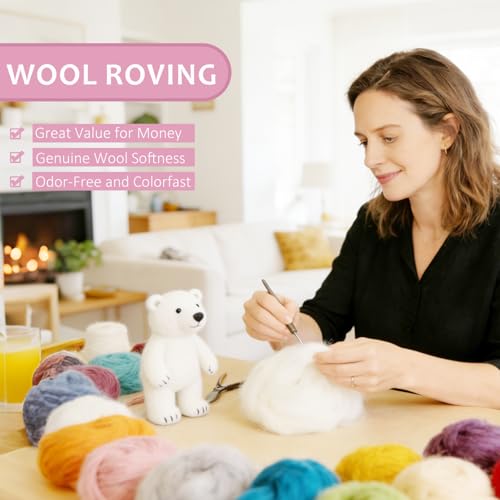 3.4oz Needle Felting Wool Pink Cherub for DIY Needle Craft Enthusiasts - color: Pink Cherub