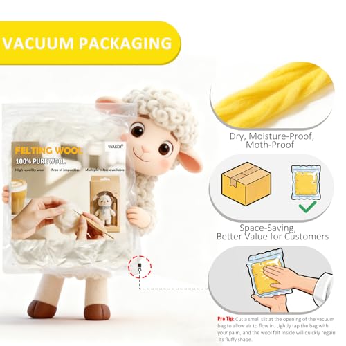 3.4oz Needle Felting Wool Cartoon Yellow for DIY Needle Craft Enthusiasts - color: Cartoon Yellow