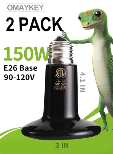 2-Pack 150W Ceramic Heat Lamp with 1-pcs Digital-Thermometer