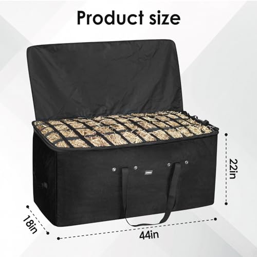 Hay Bale Storage Bag,44 * 22 * 18in Large Hay Bags for Horses,Heavy-Duty Hay Feeder for Goats,Horses,Sheep,Donkey,Horse Hay Bag for Barn Stable (Black)