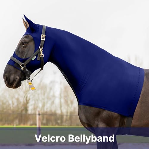 Resistance Horse Hood Slinky Zippered Mane Braid Shoulder Guard (X-Large, Ink Blue)
