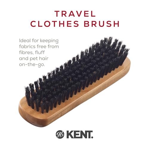 Kent CC2 Finest 100% Handcrafted Clothes Brush: Black Boar Bristle & Nylon Mix with Cherrywood Handle - Travel-Size Lint/Fuzz Remover for Cashmere, Wool, Silk; Suede Brush & Pet Hair Lint Roller - style: CC2