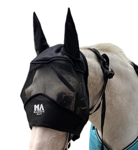 Majestic Ally Horse Fly Mask with Ears, Black - color: Black