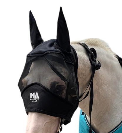 Majestic Ally Horse Fly Mask with Ears, Black - color: Black