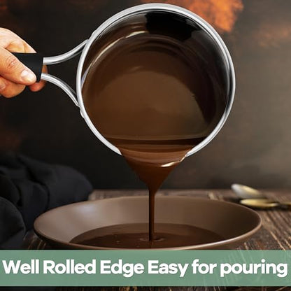 Herogo 3 Quart Saucepan, 18/10 Stainless Steel Sauce Pan Pot with Lid, 3Qt Saucepan for Gas Electric Stove Top Camping, Healthy & Rust Free - size: 3 Quarts