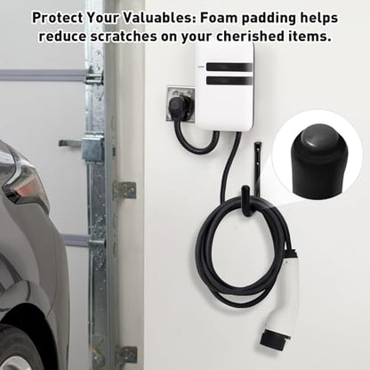 KURUI 10" Garage Organization Wall Hooks, 66 LB Heavy Duty Water Hose Holder for Hanging Ladder Extension Cord Garden Tool Cable, 4 Pcs, Black - size: 10''-4pcs