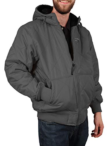 Men's Fleece Lined Quilted Winter Jacket Coat - color: Gray, size: XX-Large