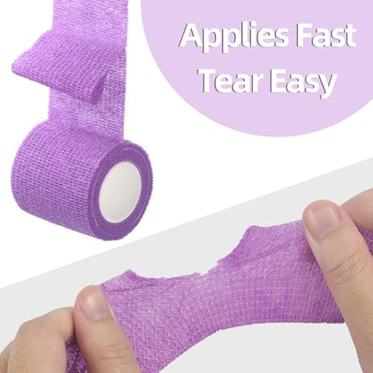 IndigoCase 6 Pack Self Adhesive Bandage Wrap 3 Inch x 5 yd Elastic Tape - color: Purple, size: 3 Inch - 6 Pack
