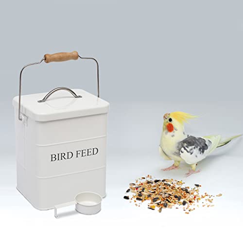 Geyecete Bird Feeder,Bird Food Jar Pet Food Storage Airtight Food Storage Container-White - color: White