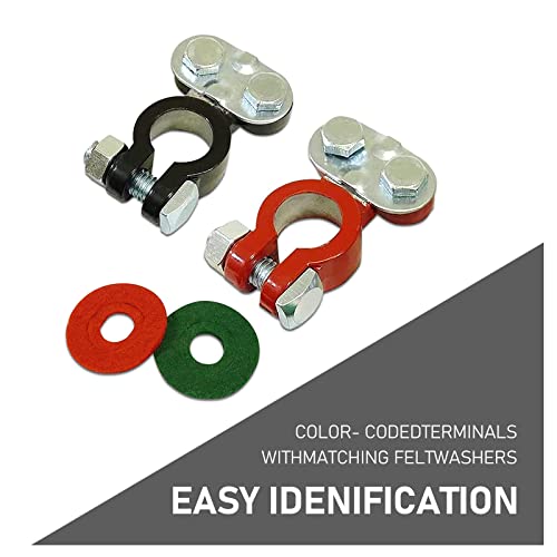 2 PCS Cable Terminal Clamp Connectors, Cables Terminal Connectors Kit, Fit for Cars, Vans, Trucks (Silver)