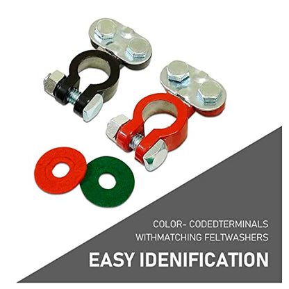 2 PCS Cable Terminal Clamp Connectors, Cables Terminal Connectors Kit, Fit for Cars, Vans, Trucks (Silver)