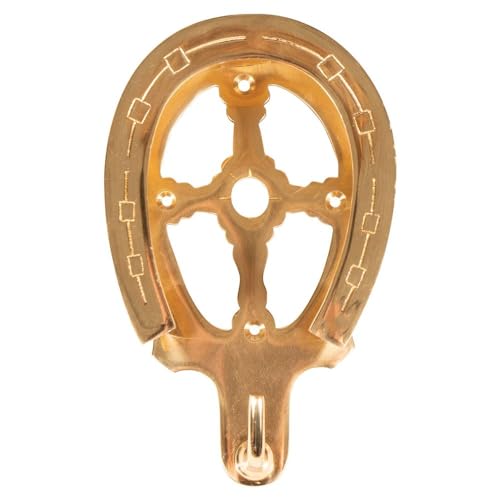 EASY-UP Berlin Brass Double Horseshoe Bridle Rack for Horses | Solid Brass Wall Mount | Elegant Arched Top for Halters & Bridles | Hook for Leads & Girths
