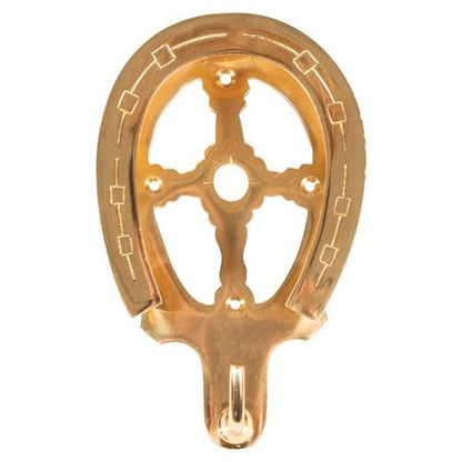 EASY-UP Berlin Brass Double Horseshoe Bridle Rack for Horses | Solid Brass Wall Mount | Elegant Arched Top for Halters & Bridles | Hook for Leads & Girths