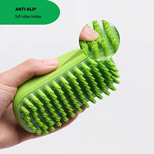 Rubber Curry Brush for Short Haired Dogs, Gentle Curry Comb - color: Green