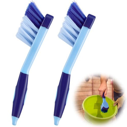 2 Pack 10" Horse Bucket Brush, Horse Bucket and Trough Scrub Brush, Water Buckets Brushes for Livestock Farm Equine Water Buckets Feed Trough Non Slip Grip Durable Synthetic Fiber (Blue) - color: Blue