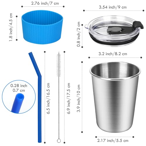 ShineMe Toddler Cups With Straws Spill Proof, 12oz Reusable Stainless Steel Cups with Straws, Lids, and Colorful Silicone Sleeves, Unbreakable Kids Cups for Milk, Water, Snacks...(10pack) - color: brown/purple/rose/blue/red/orange/azure/green/pink/yellow