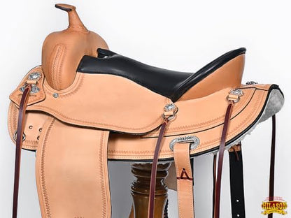 HILASON Draft Horse Saddle Tan 9-Inch Gullet Western Trail - size: 17 In
