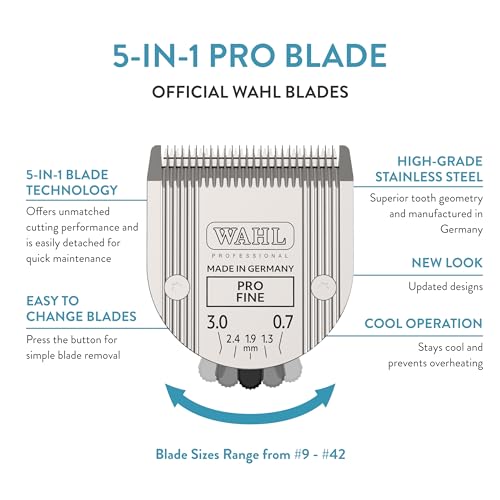 Wahl Professional Animal 5-in-1 Pro Adjustable Blade, Silver | 5-in-1 Adjustable Blade, Fits Arco, Bravura, Motiva2, Bravura2, Chromado, Creativa, Figura and Motion Clippers, Cool Running