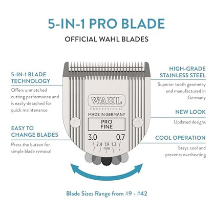 Wahl Professional Animal 5-in-1 Pro Adjustable Blade, Silver | 5-in-1 Adjustable Blade, Fits Arco, Bravura, Motiva2, Bravura2, Chromado, Creativa, Figura and Motion Clippers, Cool Running