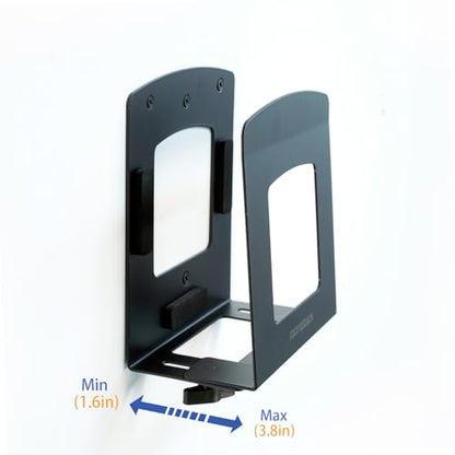 Monzlteck Adjustable Electronic Device Wall Mount|Universal Holder for Small Computers, Gaming Consoles（Xbox 360，Xbox One, PS4），Mini PC，Small Form Factor Desktop Tower, UPS .Fits 1.6" to 3.8" Width