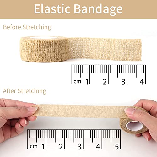 6 Pieces 1 Inch Wide Skin Colour Elastic Self- Adhesive Bandage Finger Tape,Bandage Wrap for Wrist and Ankle,Chair and Table Legs to Reduce Friction and Noise - color: Skin Colour 6pcs