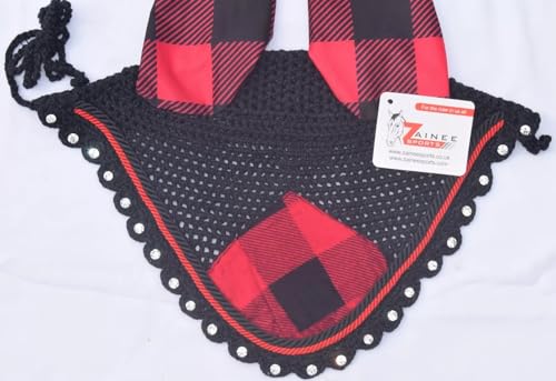 Buffalo Plaid All Purpose English Saddle Pad with Matching Fly Bonnet – Handmade Jumping Saddle Pad Set - size: COB