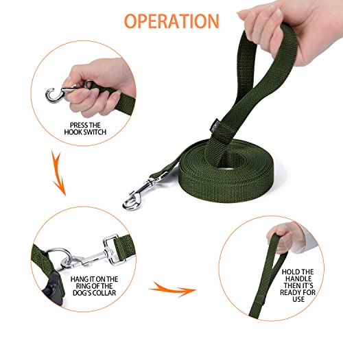 Strong Durable Nylon Dog Training Leash, 1 Inch Wide Traction Rope, 6 ft 10ft 15ft Long, for Small and Medium Dog (Military Green, 15 Feet) - color: Military green, size: 15 Feet