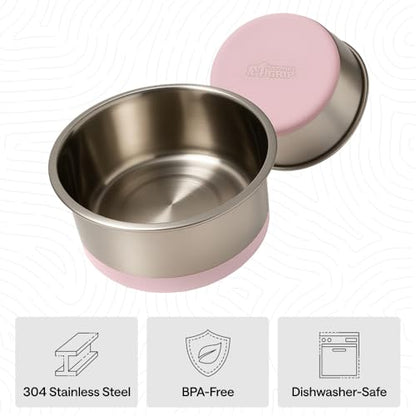 GORILLA GRIP Dog Bowls, Food Grade Stainless Steel, Set of 2, 2 Cup, Pink | 304 Stainless Steel Pet Feeding Bowls Hold 16 fl oz Each, Dishwasher Safe, Rust Resistant, BPA Free Rubber Base - color: Light Pink, size: 2 Cup (16 Oz)