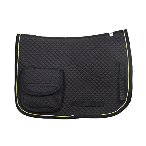 SIE Half Fleece Lined Horse English Saddle Pads All Purpose with Pockets - color: Black