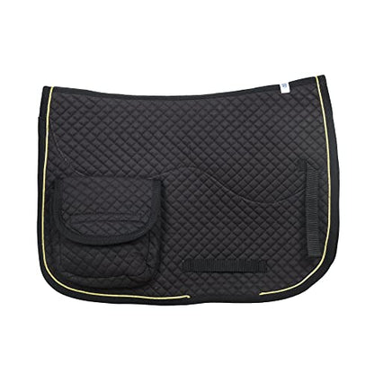 SIE Half Fleece Lined Horse English Saddle Pads All Purpose with Pockets - color: Black
