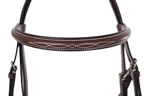 Huntley Equestrian Fancy Stitched Sedgwick Leather English Bridle and Reins - color: Australian Nut, size: Cob