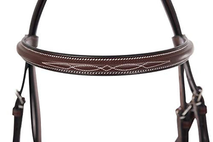 Huntley Equestrian Fancy Stitched Sedgwick Leather English Bridle and Reins - color: Australian Nut, size: Cob