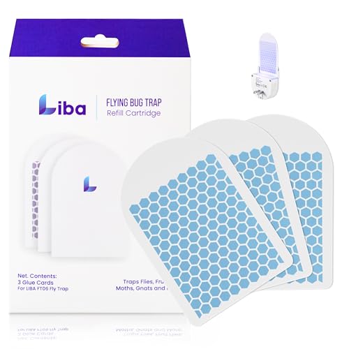 LiBa Fly Trap Refill Glue Cards 3 Pack, Replacement for Indoor Bug Catcher