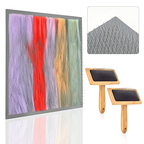 1Pcs Wool Carders Set 9.8 X 9.8 Inch Blending Board Wool Blending Cloth Wool Carders Hand Carders 2 Pcs Needle Felting Tools Blending Board Supplies for Needle Felting Wool