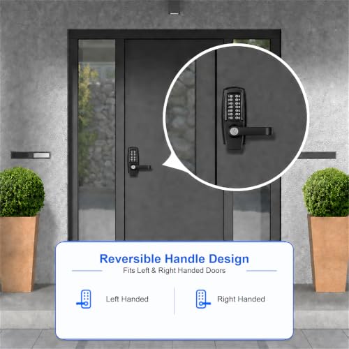 Commercial Keypad Lock with Handle, Battery-Free Mechanical Door Lock - color: Black