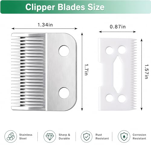 Clippers Blades Replacement Compatible with Wahl 30-15-10(#1037-400),Professional Animal Standard Adjustable Blade Set,Ceramic Dog Blade Set,2 Set(Gold/Silver) - color: Gold +Silver