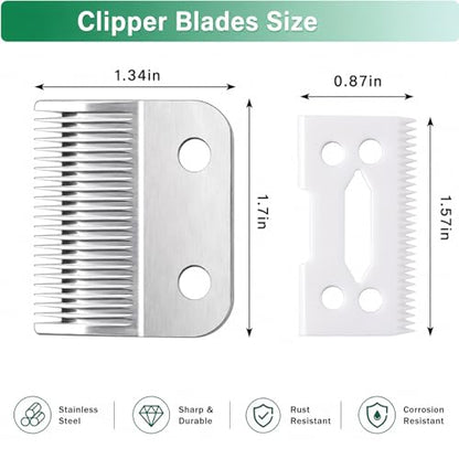 Clippers Blades Replacement Compatible with Wahl 30-15-10(#1037-400),Professional Animal Standard Adjustable Blade Set,Ceramic Dog Blade Set,2 Set(Gold/Silver) - color: Gold +Silver