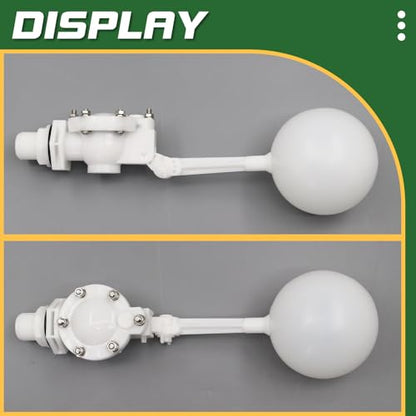 3/4 Detachable Floating Float Valve,White Plastic Water Float Valve with Adjustable Arm for Water Level Control for Water Tank Pond, Livestock Waterer (3/4") - size: 0.75 Inch