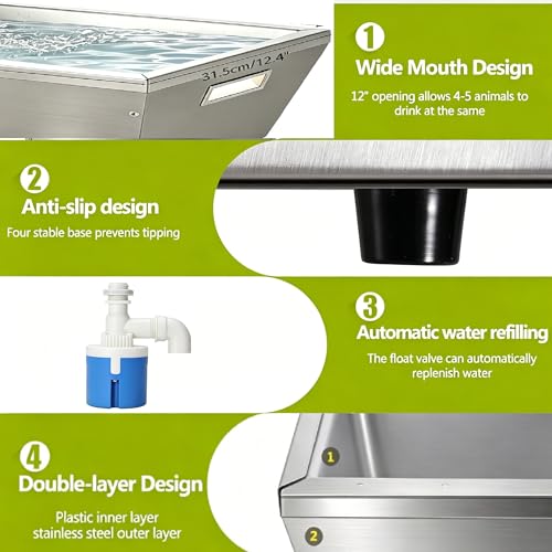 4Gal Dog Water Bowl Dispenser Automatic Livestock Water Trough