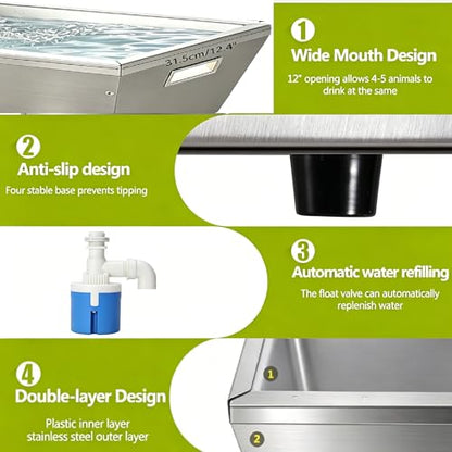 4Gal Dog Water Bowl Dispenser Automatic Livestock Water Trough