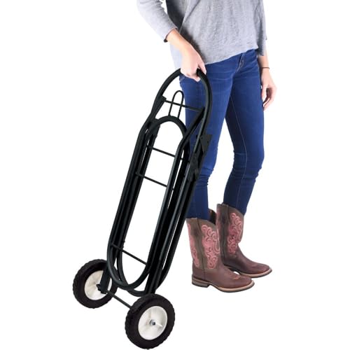 EASY-UP Saddle Caddy Wheeler | Easy Transportation | Heavy-Duty Construction | Removable Grooming Basket | Folds Flat for Storage | Color Black