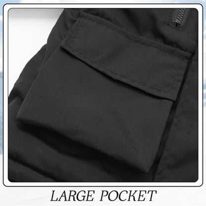 Kids Winter Fleece-Lined Coats For Boys Puffer Jackets With Hood - color: Black, size: 6-7 Years