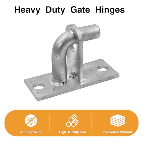 Gate Hinges,2 PCS Wall Mount Gate Hinge,Gate Hinges Heavy Duty for Farm Gates,Chain Link Fence Gate Hinge with 5/8 Hinge Pin (Screws Not Included) - color: Silver, size: 2 Pack