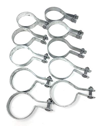 (10 Pack) Tension Bands with Bolts & Nuts for Chain Link Fence, Gate, Posts (2-7/8") - size: 2-7/8"