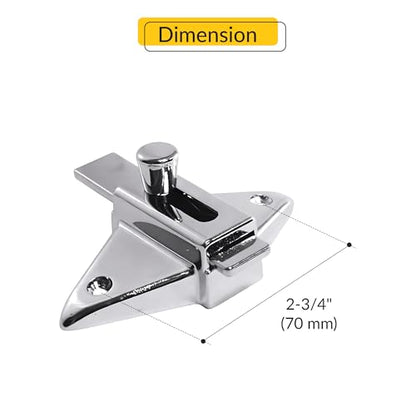Brixwell 91-79a Slide Latch and Keeper Set With Chrome Plated Finish, Zinc Material, Surface-Mounted, 2-3/4" Latch Hole Centers, Fits 1-1/4" Square Edge Pilaster, Includes Fasteners