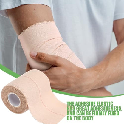 Geiserailie 12 Rolls 3 Inches Elastic Tape Self Adhesive Wrap Sports Pets | Cohesive Stretch for Ankle Knee Wrist, Sticks to Itself Not Skin Hair, Athletic Training Pet Animal Protection, Tan Beige - size: 3 Inch