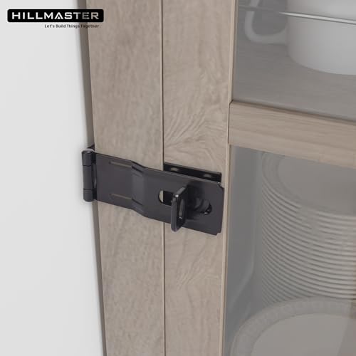 HILLMASTER 2 Pack Swivel Staple Safety Hasps, 4-1/2" Gate Door Hasp Latch with Twist Knob Safety Padlock Clasp Lock for Fence, Gate, Cabinet, Barn Door, Shed, Black - size: 2 Pack