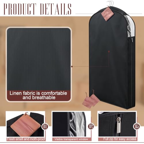 Briwooody Cotton Linen Garment Bags, 2 Sets, Moth Protection, Black - color: Black